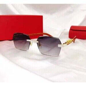 Fashion Trend Sunglasses Rimless Luxury Sunglasses Driving Travel Glasses Leopar